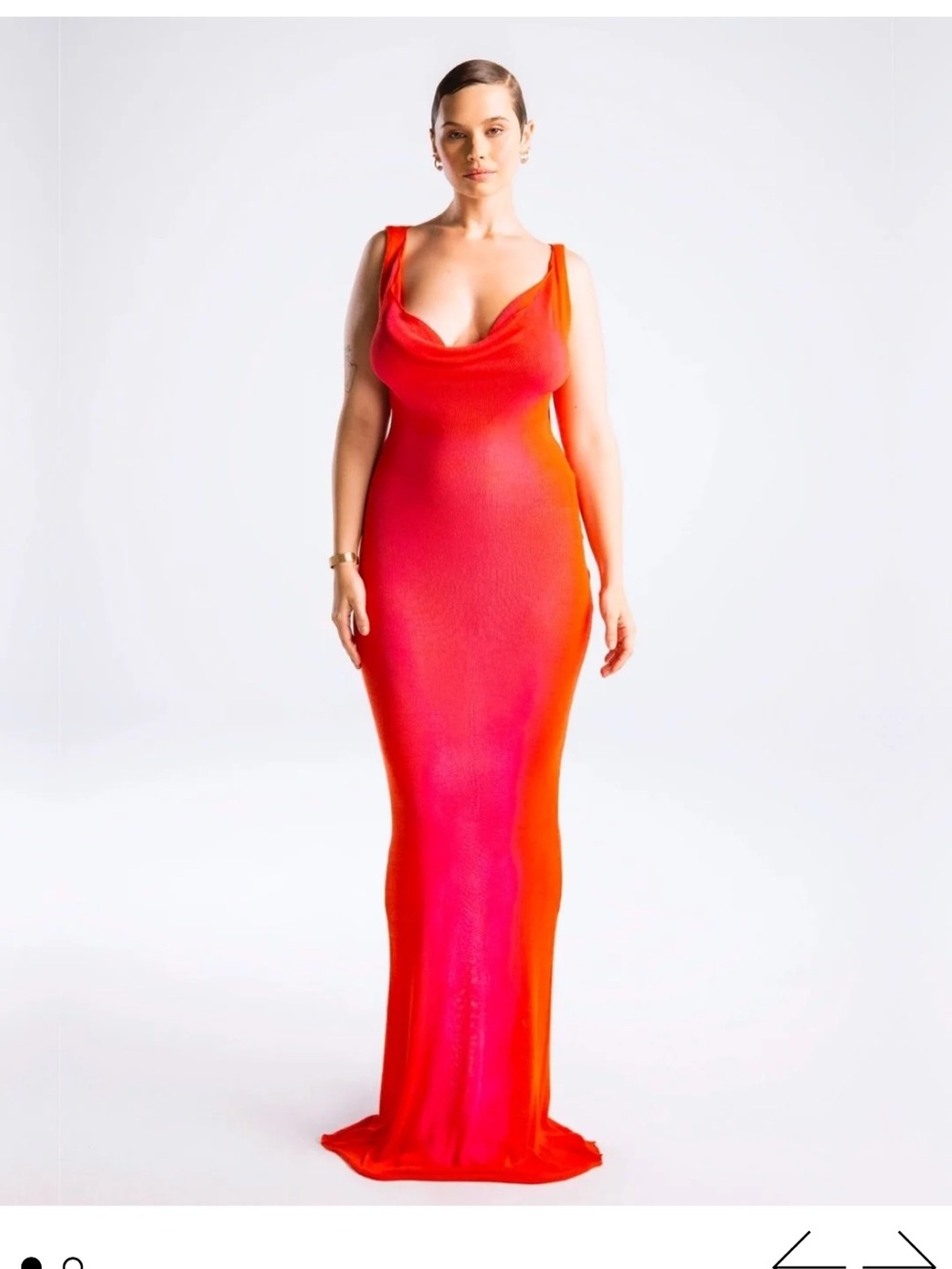 Hanifa Ombre Coral-Red Cowl Neck Maxi Dress